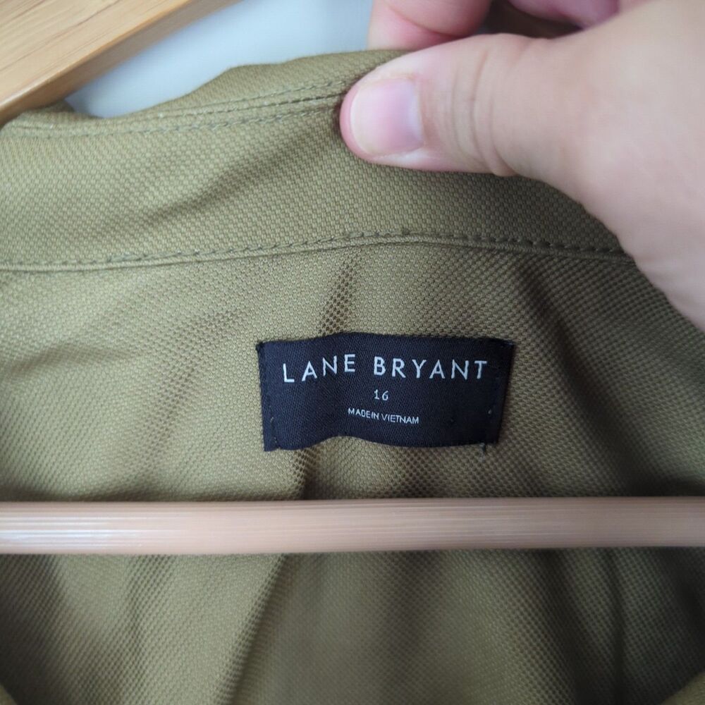 Lane Bryant Khaki Canvas Belted Tie Front Utility Jacket Size 16 Neutral - Picture 6 of 8